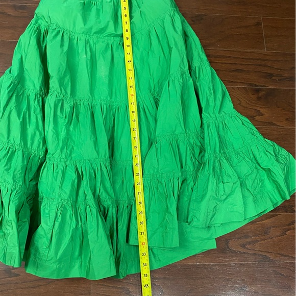 Anthropologie Maeve Tiered Midi Maxi Skirt Size 4 Green Elastic Waist Holiday - Picture 6 of 7